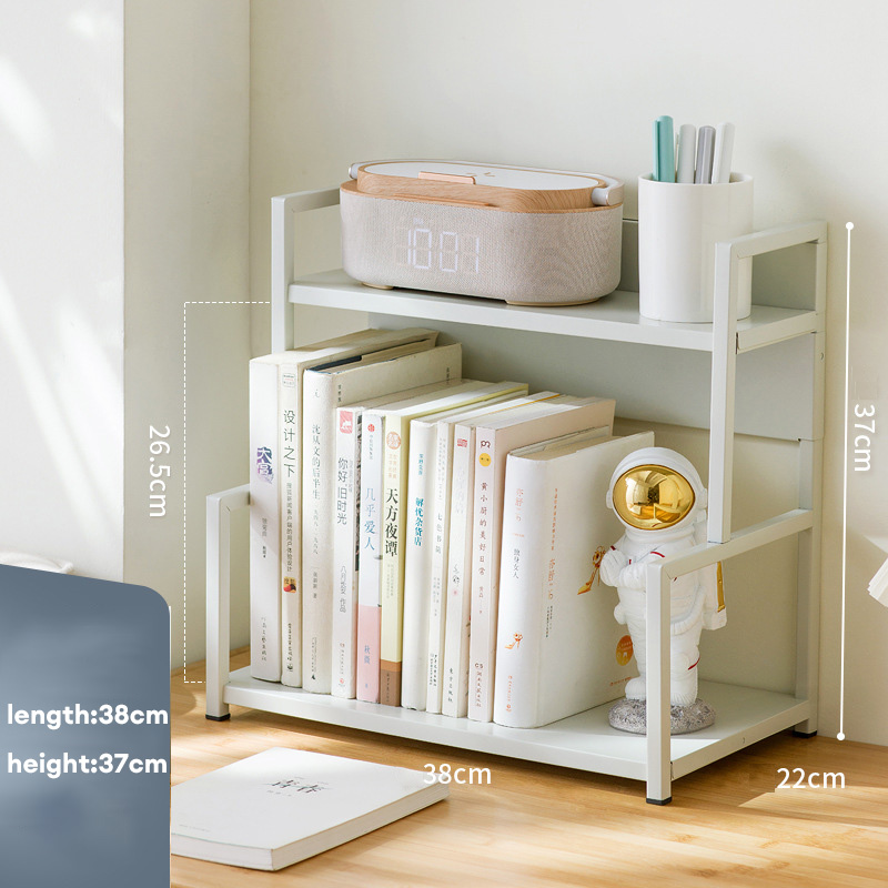 Shelf bookshelf Simple bookshelf stainless steel Desktop bookshelf Student dormitory shelf Small bookcase office Office desktop storage bookshelf