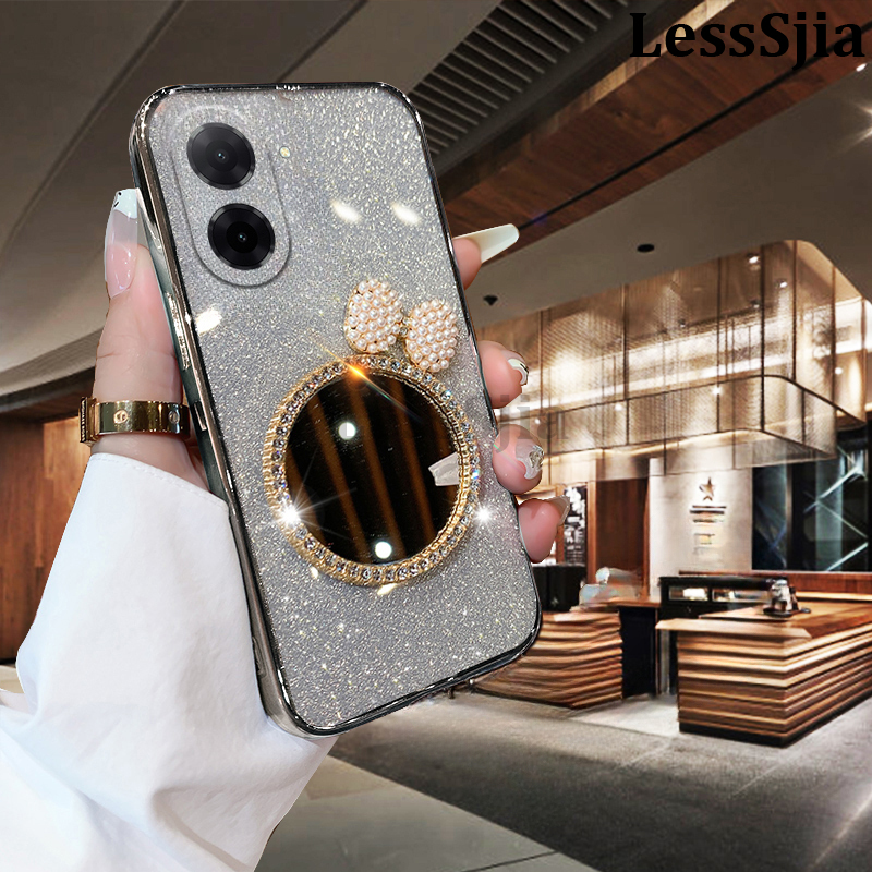 Phone cover Redmi A5 Back case with Bow Makeup Mirror Luxury Shiny Gradient Clear Plating Glitter Girls Slim for Xiaomi Redmi A5 Phone cases.