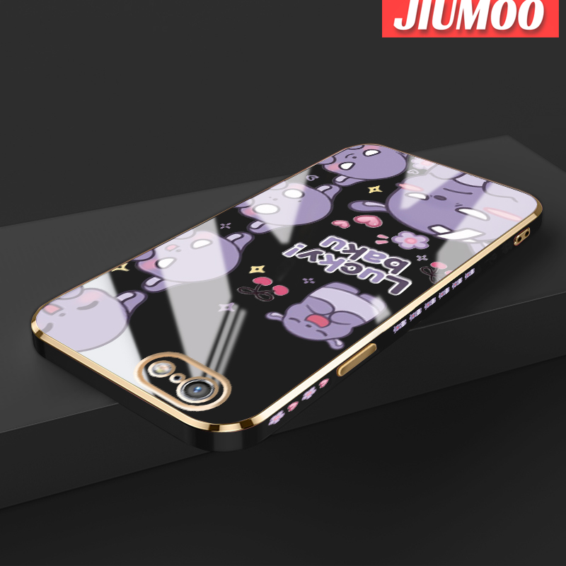 JIUMOO Casing For iPhone 6 6s 6 Plus 6s Plus Case Cartoon Lovely Baku Anime New Luxury Plating Phone Cases Square Edge Shockproof Case Full Cover Camera Lens Protection Silicone Soft Shell