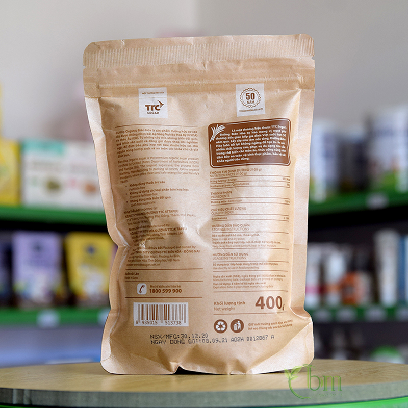 Đường mía thô hữu cơ Biên Hòa 400gr