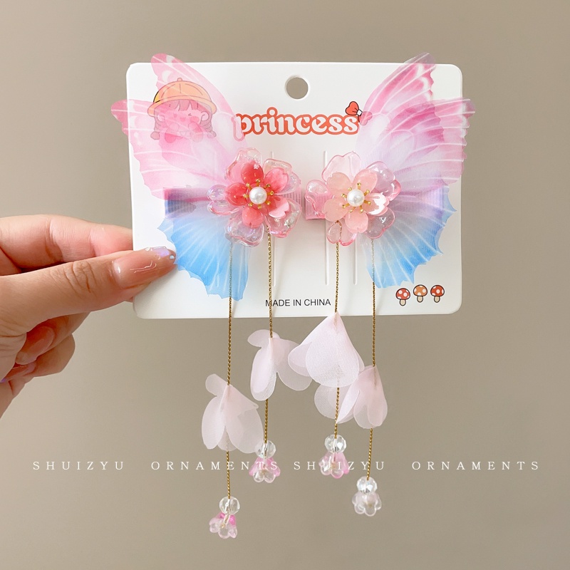 Set 2 Kẹp Tóc Hình Bươm Bướm Màu gradient Dễ Thương Cho Bé Gái