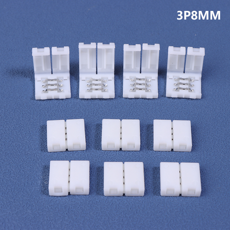 10Pcs LED Strip Connector 8MM 10MM 2Pin 3Pin 4Pin 3528 5050 RGB Single Color Solderless PCB Board Wire Free Welding Connectors. 