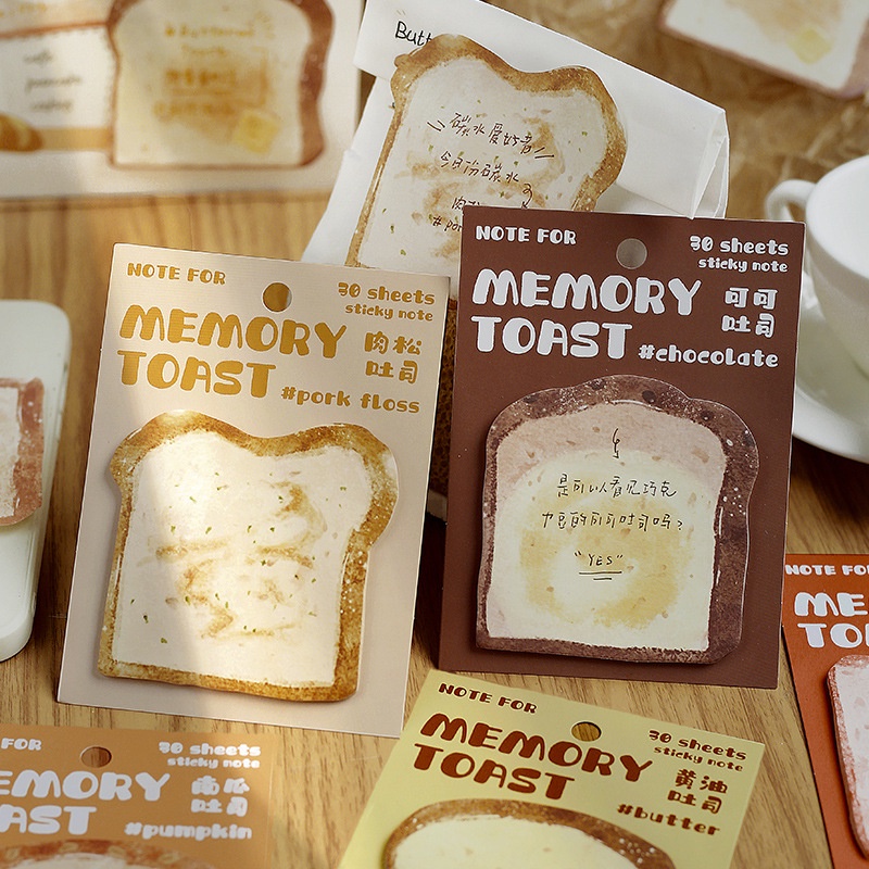 Cdaily|30pcs Memory Bread Sticky Notes Cute Sticky Notes Student Sticky Notes Paper Message Paper Memo Portable Small Notebook