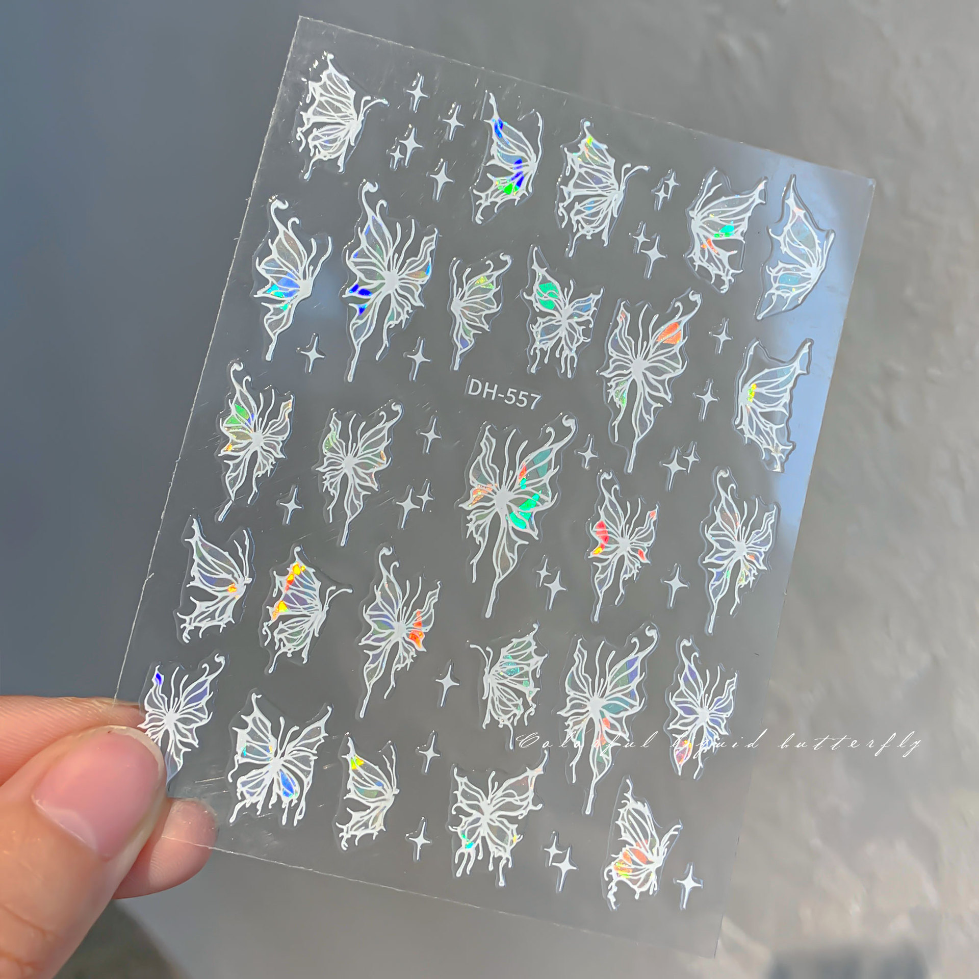 Sticker nail 3d | bướm đủ màu hologram mới 2023 | trang trí móng tay dh-557