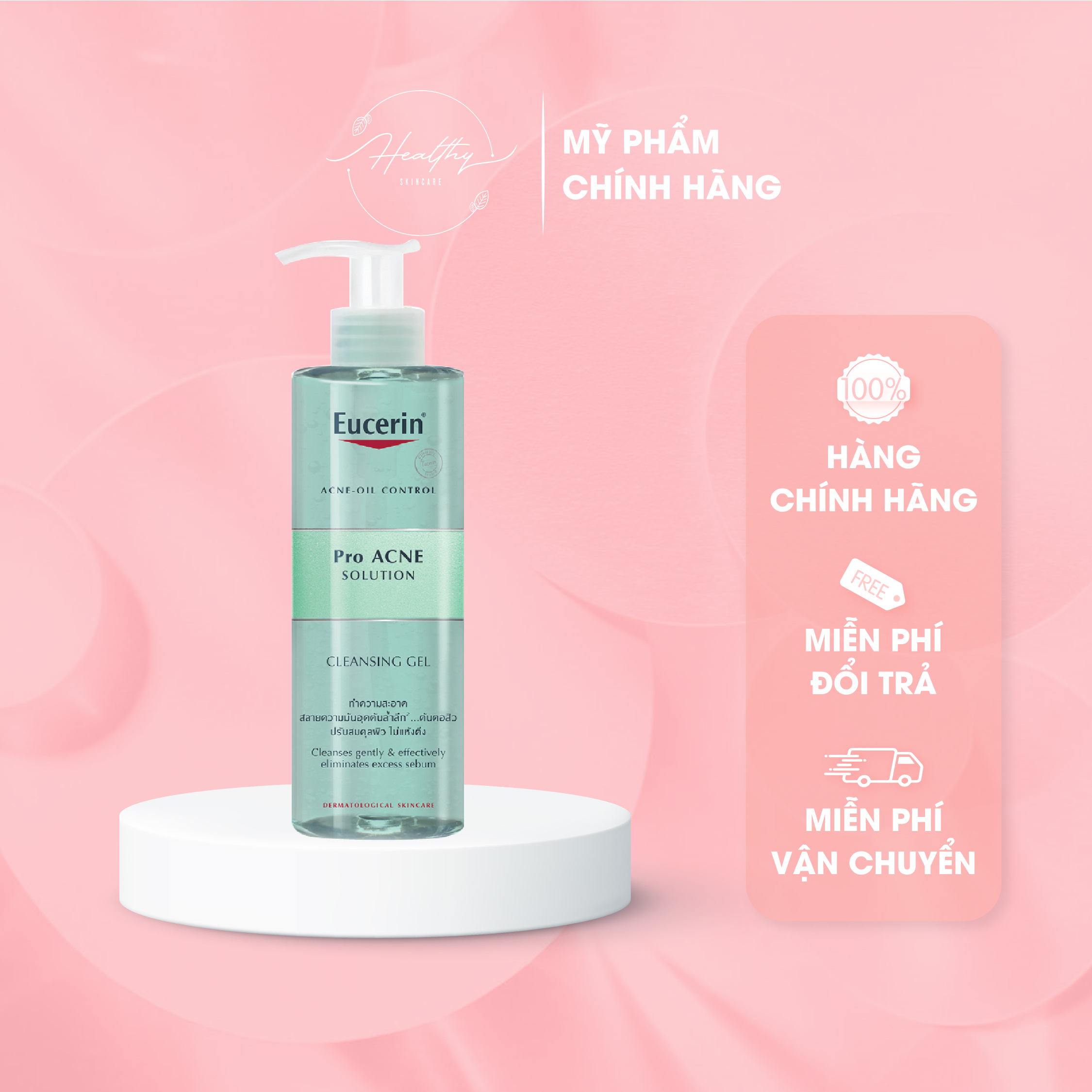 Sữa rửa mặt dành cho da nhờn mụn eucerin pro acne cleasing gel 400ml – 88982 healthy