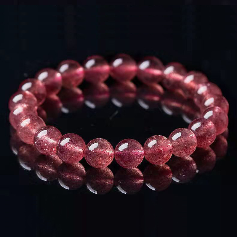 Natural Strawberry Crystal Bracelet blood red Crystal Bracelet Round beads Rose quartz beautiful