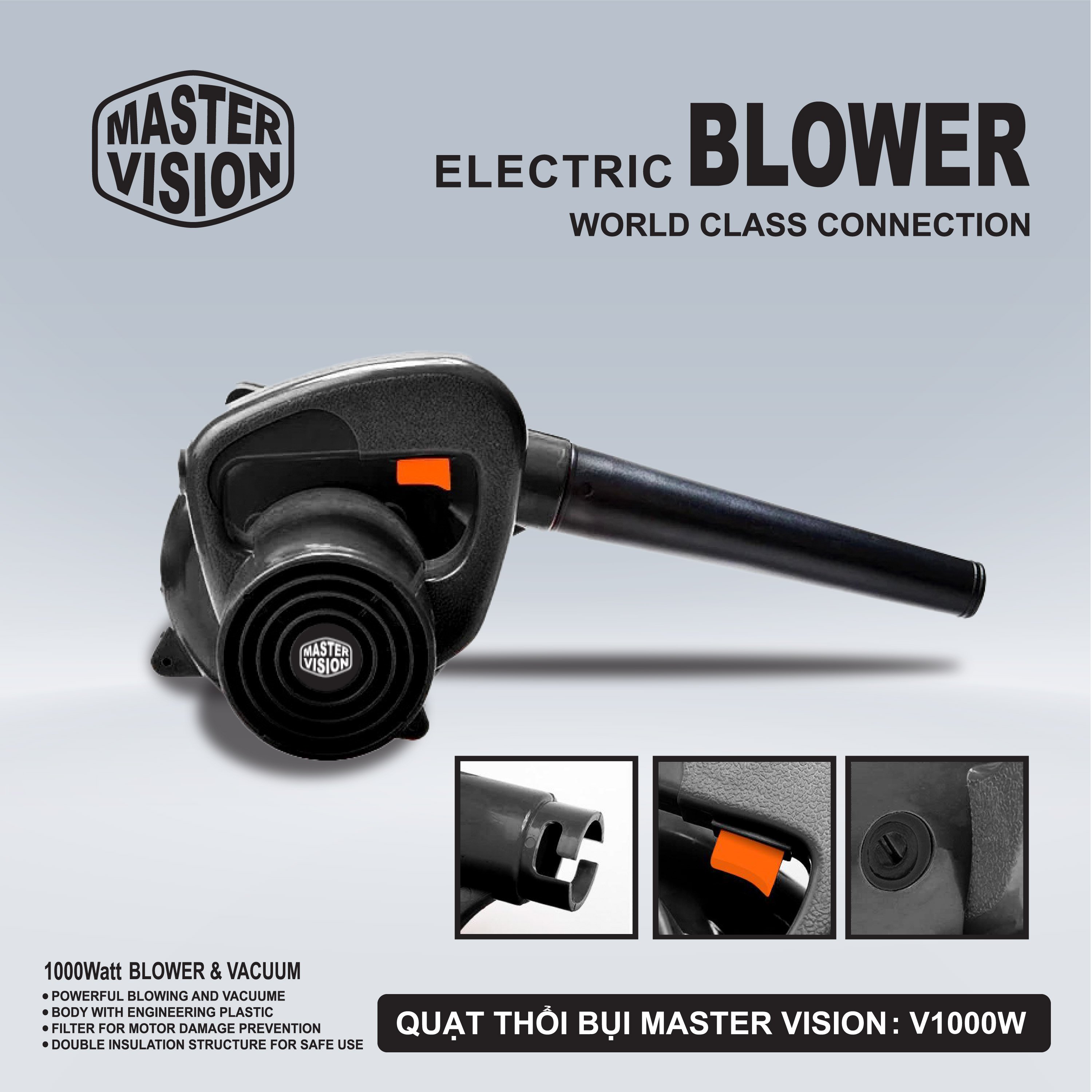 Quạt Thổi Bụi Master Vision V1000W (New 2022) (Quạt chuyên hút và thổi bụi Phòng Net)