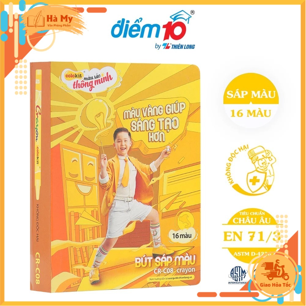 (1 Vỉ) Bút Sáp 16 Màu Thiên Long CR-C08