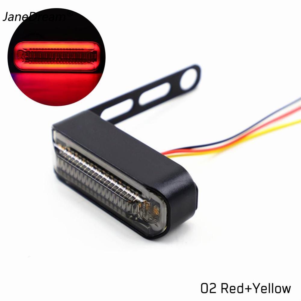 JaneDream 2Pcs Motorcycle LED DRL Flowing Turn Signal Light Stop Signals Water Flasher 2 in 1 Blinker Tail Brake Lamp