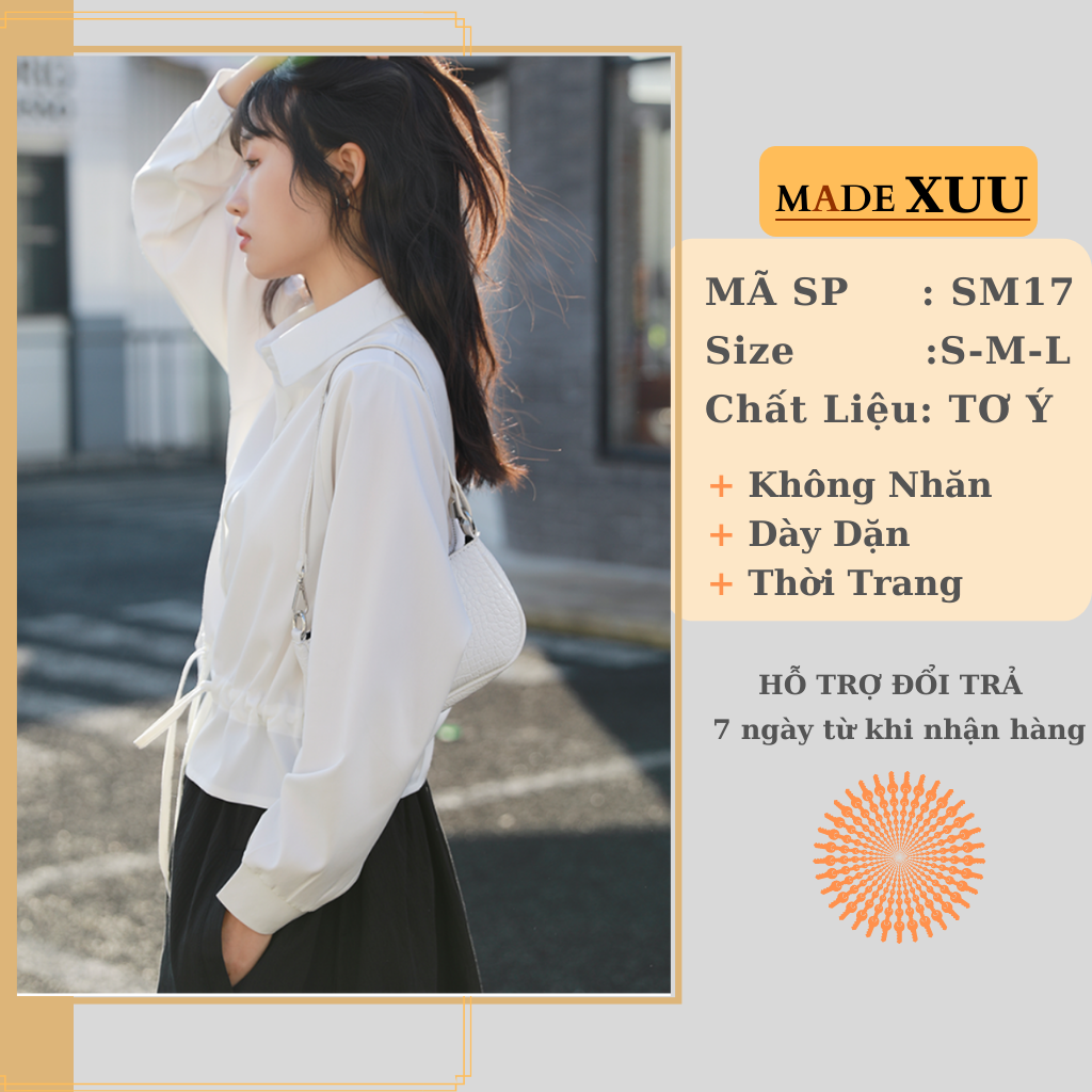 Áo Sơ Mi Nữ Xuu Design, Áo Kiểu Thắt Dây Rút Eo - SM17