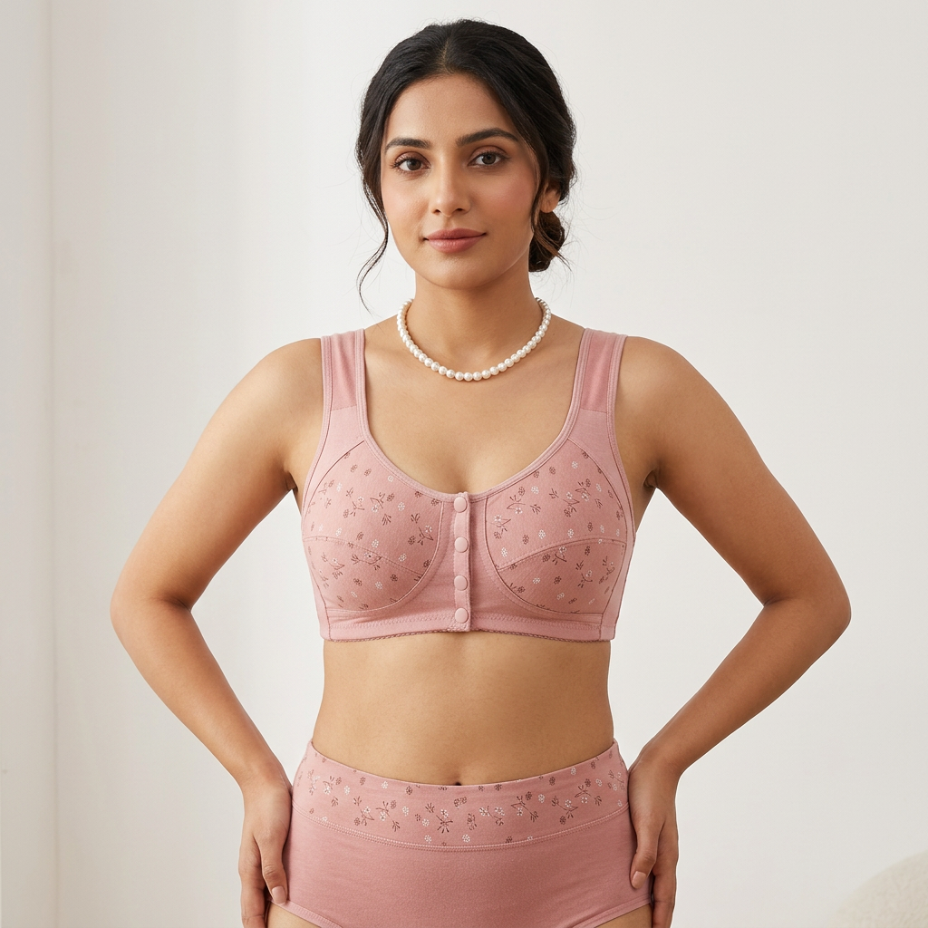 Wire Less Non Padded Full Coverage Front Open Maternity Bra Soft Stretchable Cotton Fabric Pregnant