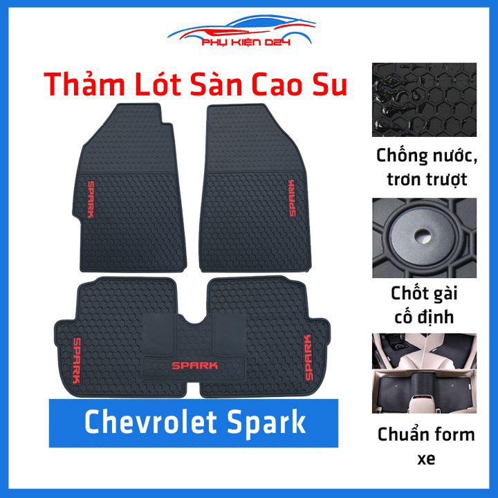 Thảm lót sàn cho xe Chevrolet Spark cao su, thảm trải sàn xe hơi không mùi, chống trơn trượt, mài mòn tốt