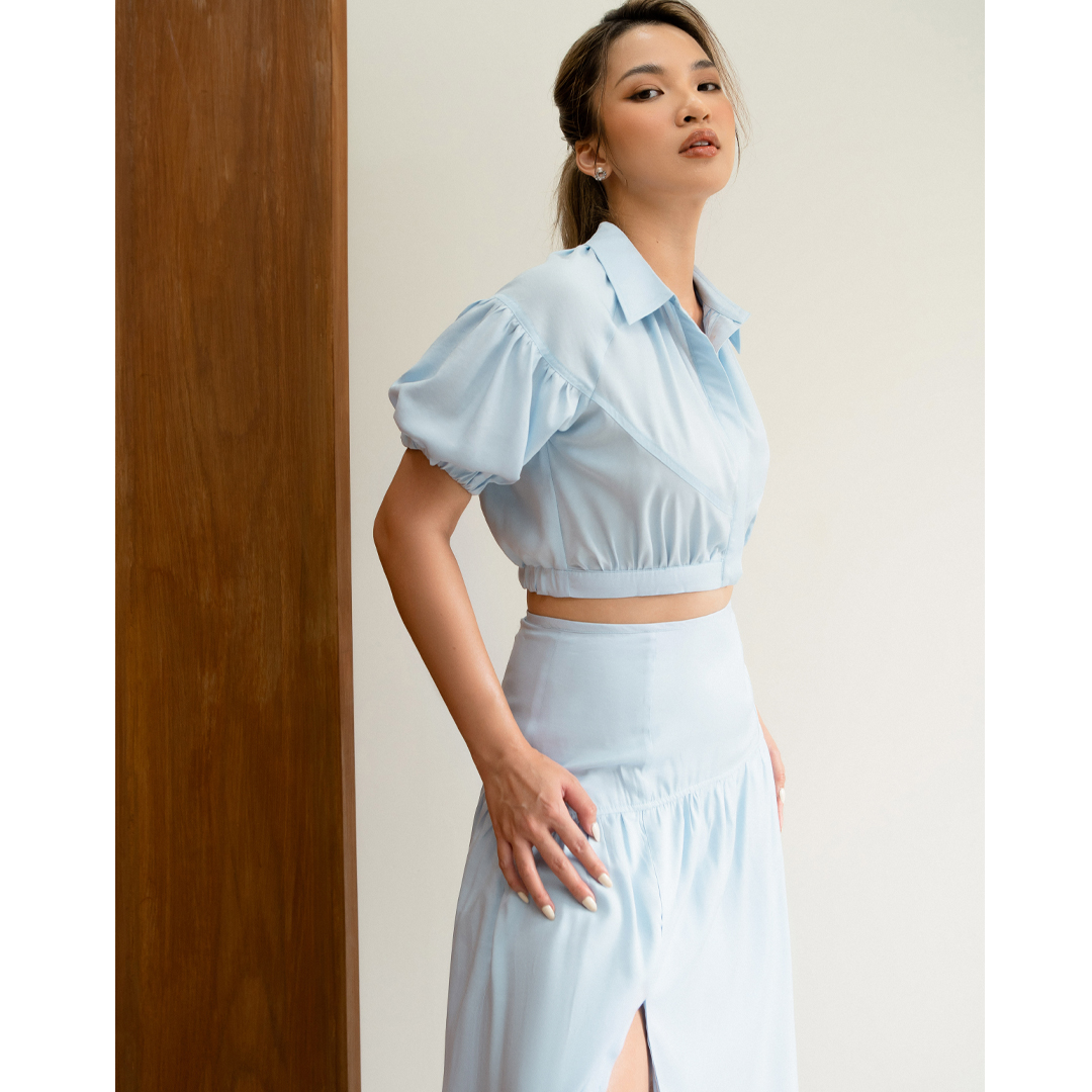 Des Fleurs - Áo Beverly Button-up Cropped top