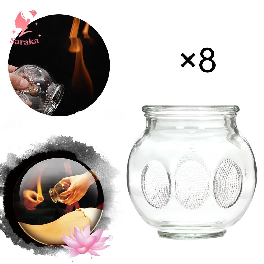 Saraka Chinese Acupoint 8pcs Glass Cupping Set Thick Glass Cupping Set Fire Glass Cupping Set