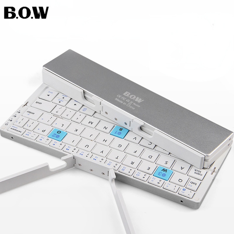 Bow Bàn phím Bluetooth có thể gập lại Bàn phím có thể sạc lại mini gấp Bàn phím không dây nhôm bàn phím với đứng cho điện thoại