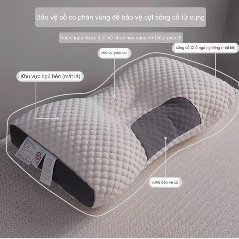 GỐI SPA DỆT KIM 3D SOVBEAN BẢO VỆ ĐỐT SỐNG CỔ CAP CẤP