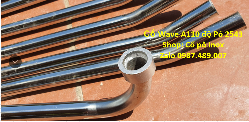 Cổ pô Wave RS/ RSX 110 phom dài, Inox 304, phi 22