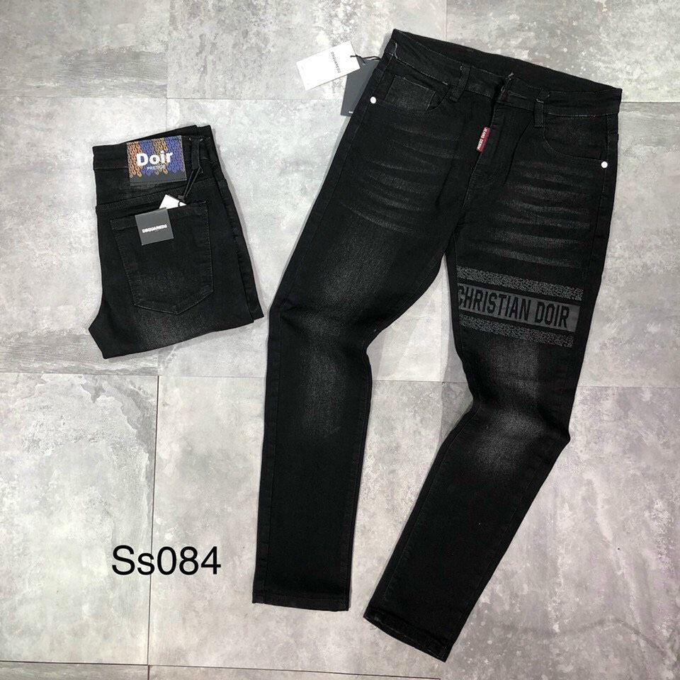Quần jean nam baggy đen trơn cao cấp phối doir chất bò vải dày đẹp, co dãn chuẩn fomr_MQSHOP