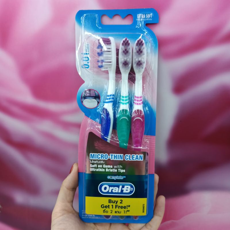 Bàn chải đánh răng oral b lông siêu mềm mại (vỉ 3 cây) Micro-Thin Clean Extra Soft