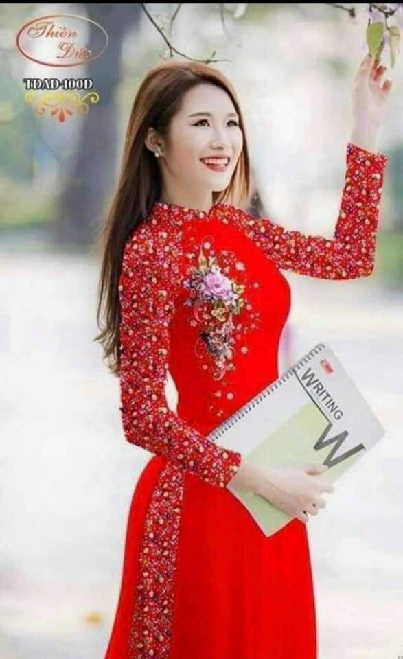 SET Áo Dài May Sẵn (Cổ 2P TAY DÀI) KÈM QUẦN