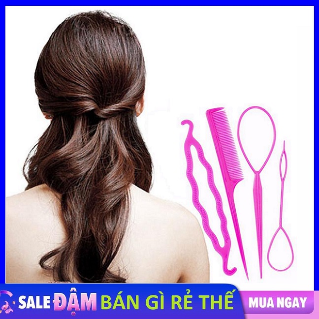Bộ dụng cụ làm tóc đa năng 4 món - set 4 dụng cụ tạo kiểu tóc thông minh