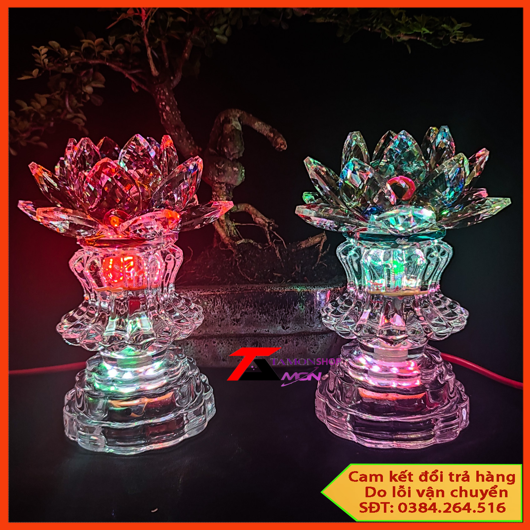 [GIÁ 1 CẶP] Cặp pha lê trang trí tủ thờ, thờ phật, pha lê thờ cúng, cặp pha lê phong thủy (PL44)
