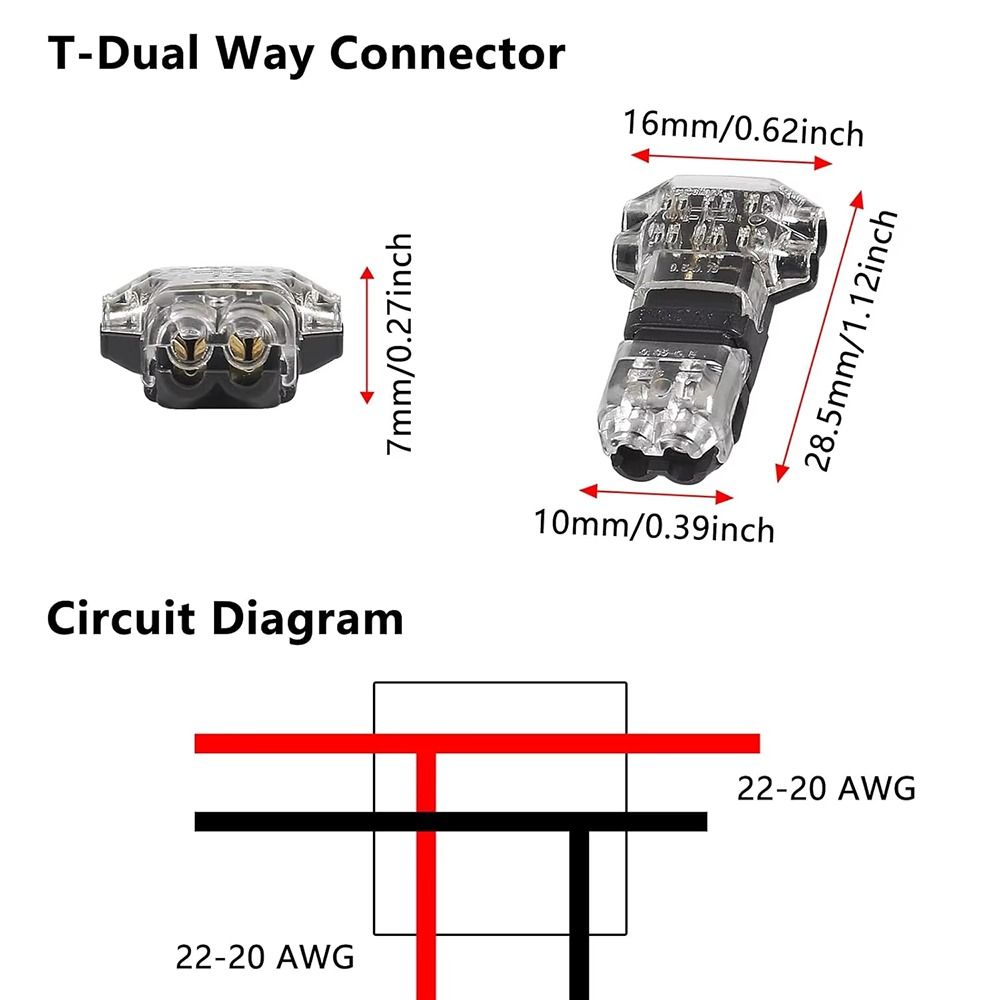 1 5Pcs Durable T Type Pluggable Wire Connector 2 Pin Low Voltage 1-5pcs-durable-t-type-pluggable-wire-connector-2-pin-low-voltage