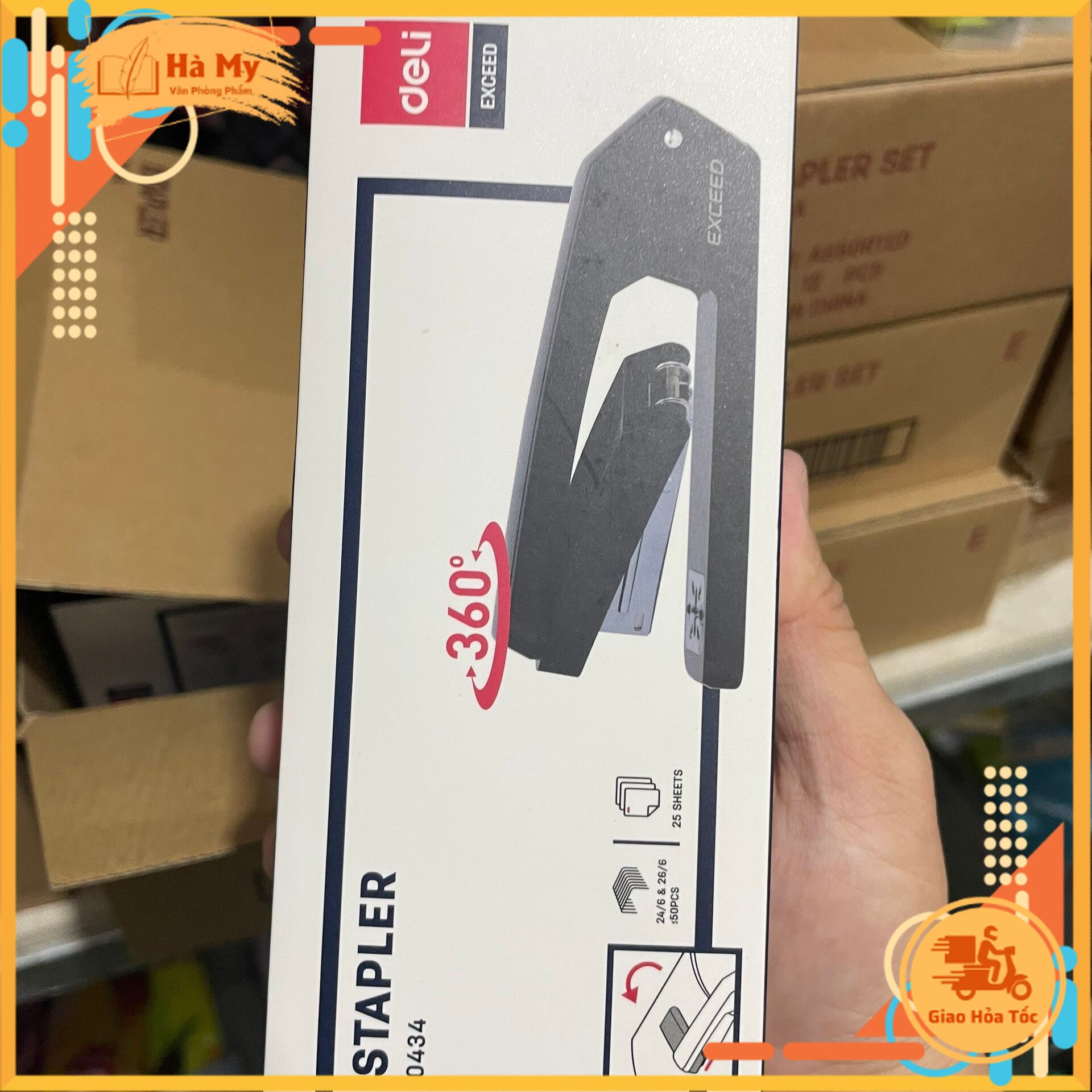 Dập ghim xoay 3 chiều 25 Tờ Deli E0434