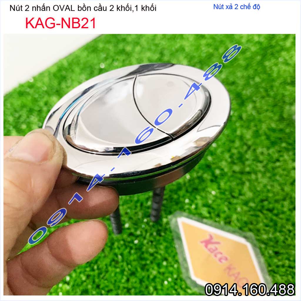 [HCM]Nút 2 nhấn xả bồn cầu KAG-NB21 oval, nút nhấn cầu xả 2 nhấn nút xả cầu ấn êm mạ inox bóng