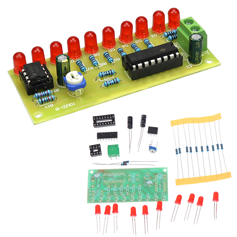 Yup led chaser chảy nước ánh sáng ne555 mô-đun + cd4017 pcb board diy kit