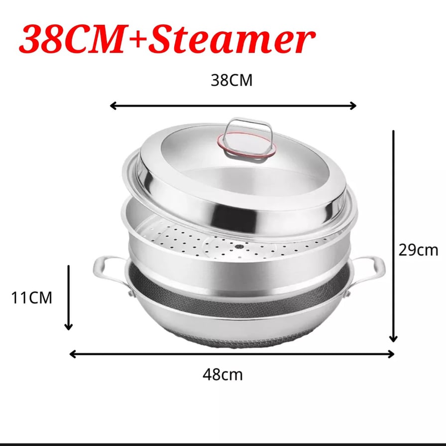 SUS316 Stainless Steel Double Sided Full Screen NonStick Wok