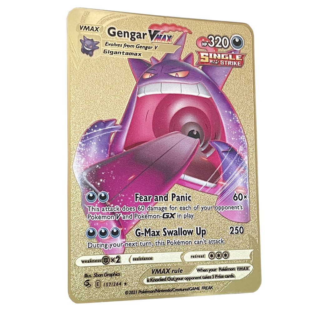 Yibei Fairy Tale Toy CityGengar Vmax Golden Pokemon Cards in English Iron  Pokmo Letters Kids Game Collection Cards Rainbow | Daraz.com.bd