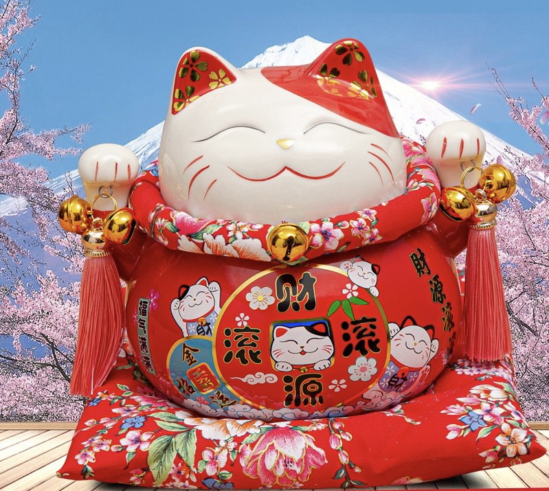 Mèo thần tài may mắn có ống heo (12x14x14cm)
