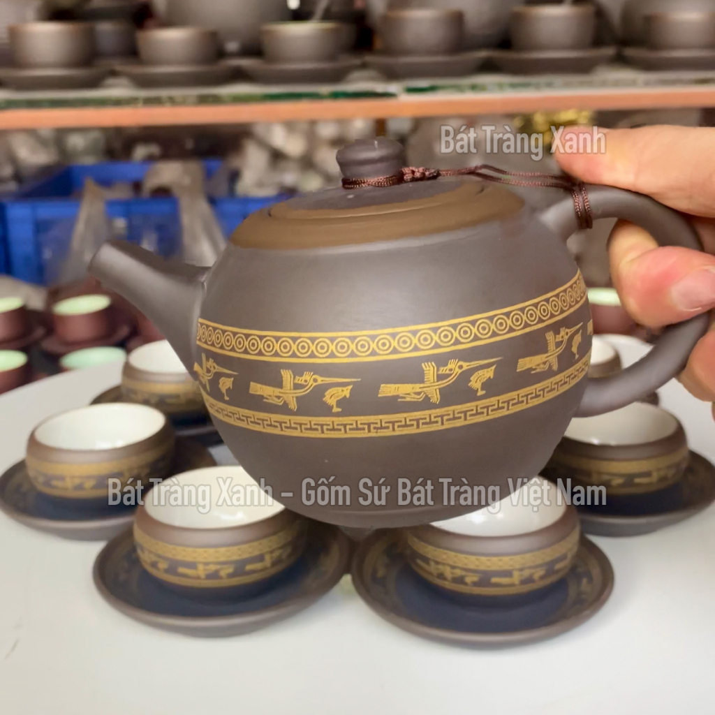 Ấm tử sa bát tràng - tử sa lạc việt chỉ bạc 300ml - ấm chén nghê nhân vương mạnh tuấn