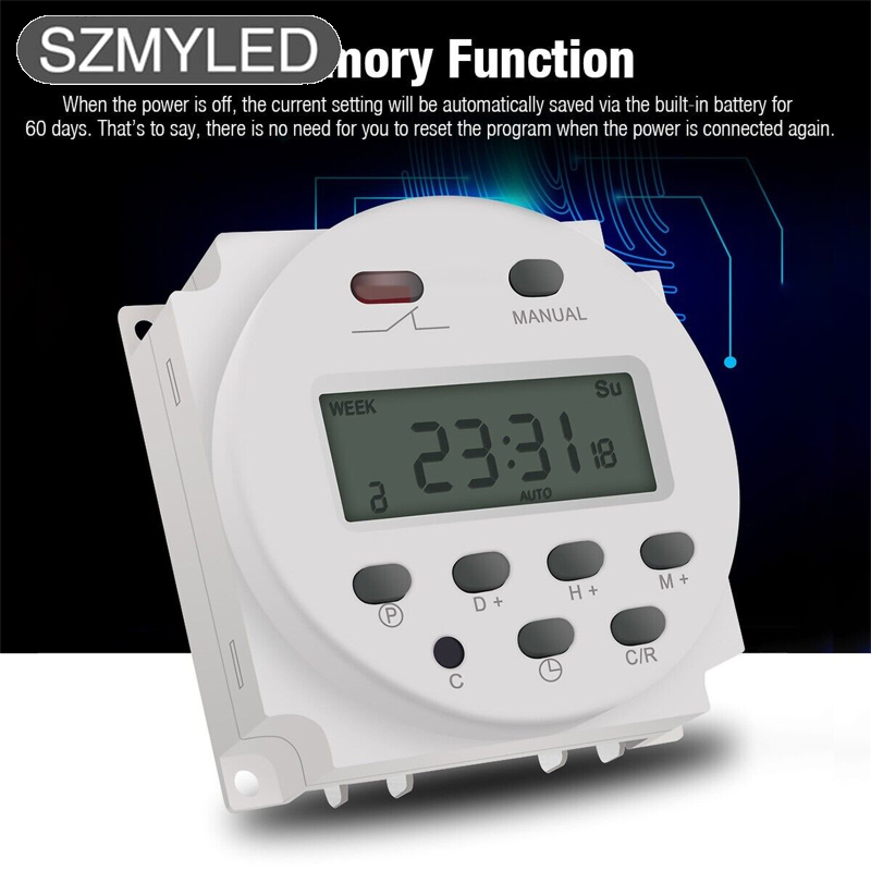 Dc 12v Lcd Digital Timer Programmable Time Week Date Display Energy-saving Timer With Memory Function