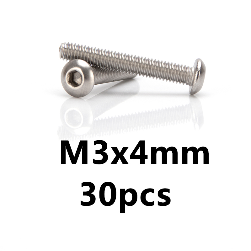 M3 M4 304 Stainless Steel Button Head Hex Hexagon Socket Screw Round Head Allen Bolt Machine Screws Length 3mm -70mm Millimeters