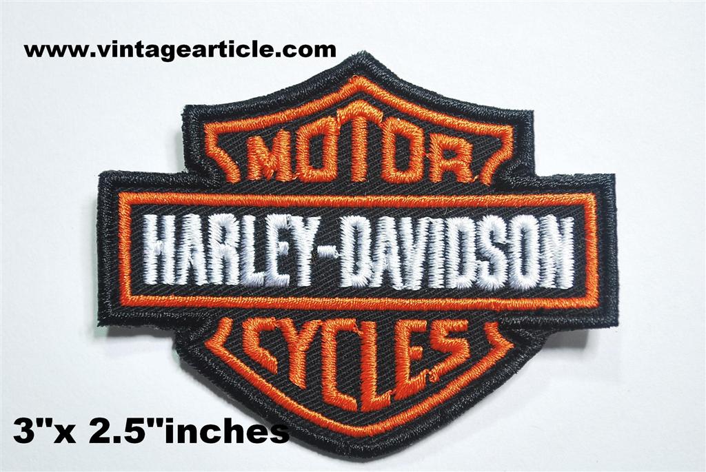Embroidered Iron On Patch Harley Davidson Red 9.5 x 5 cm 