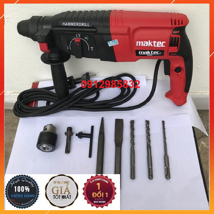 Máy khoan bê tông Maktec Công suất 1150W - Khoan bê tông Maktec 3 chức năng chính hãng