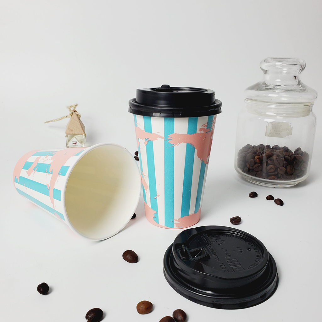 Set 50 chiếc cốc giấy có nắp 360ml Global 12OZ