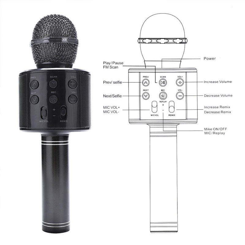 COD Micro Karaoke Bluetooth Không Dây COD WS858 - Ấm - Micro Karaoke Di Động Mini - Micro Hát Trên Ô Tô - Micro Karaoke Hay Nhất Hiện Nay 【Tặng Tai Nghe Bluetooth M165】