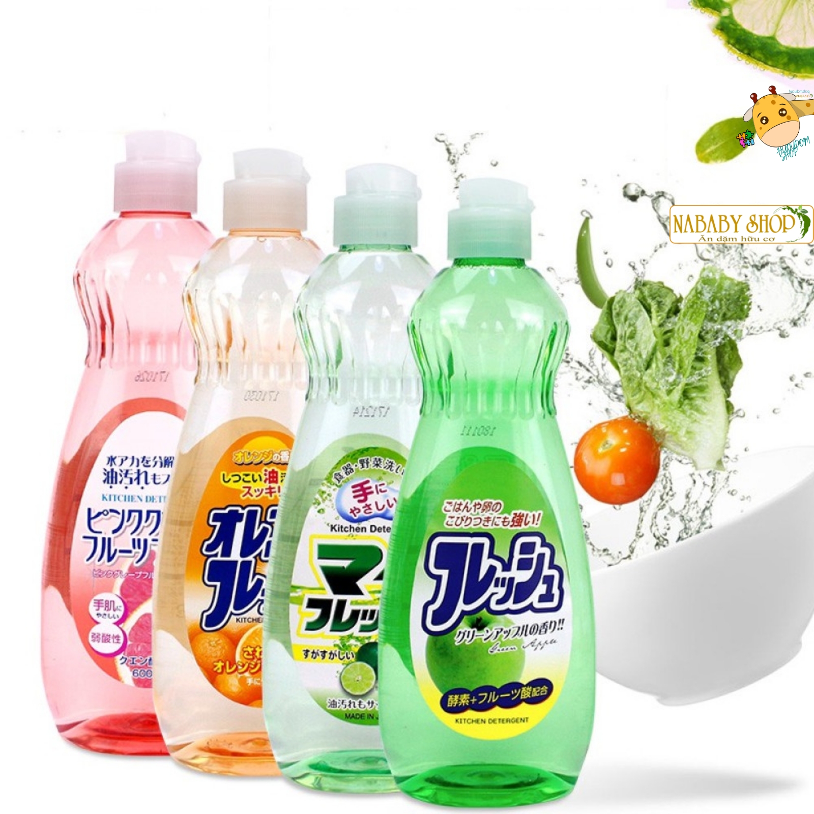 Nước rửa chén Rocket Hữu Cơ Nhật Bản 600ml, nước rửa chén thơm mát
