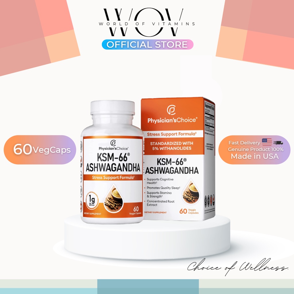 Physician's Choice KSM66 Ashwagandha Root Powder Extract 60 Capsules