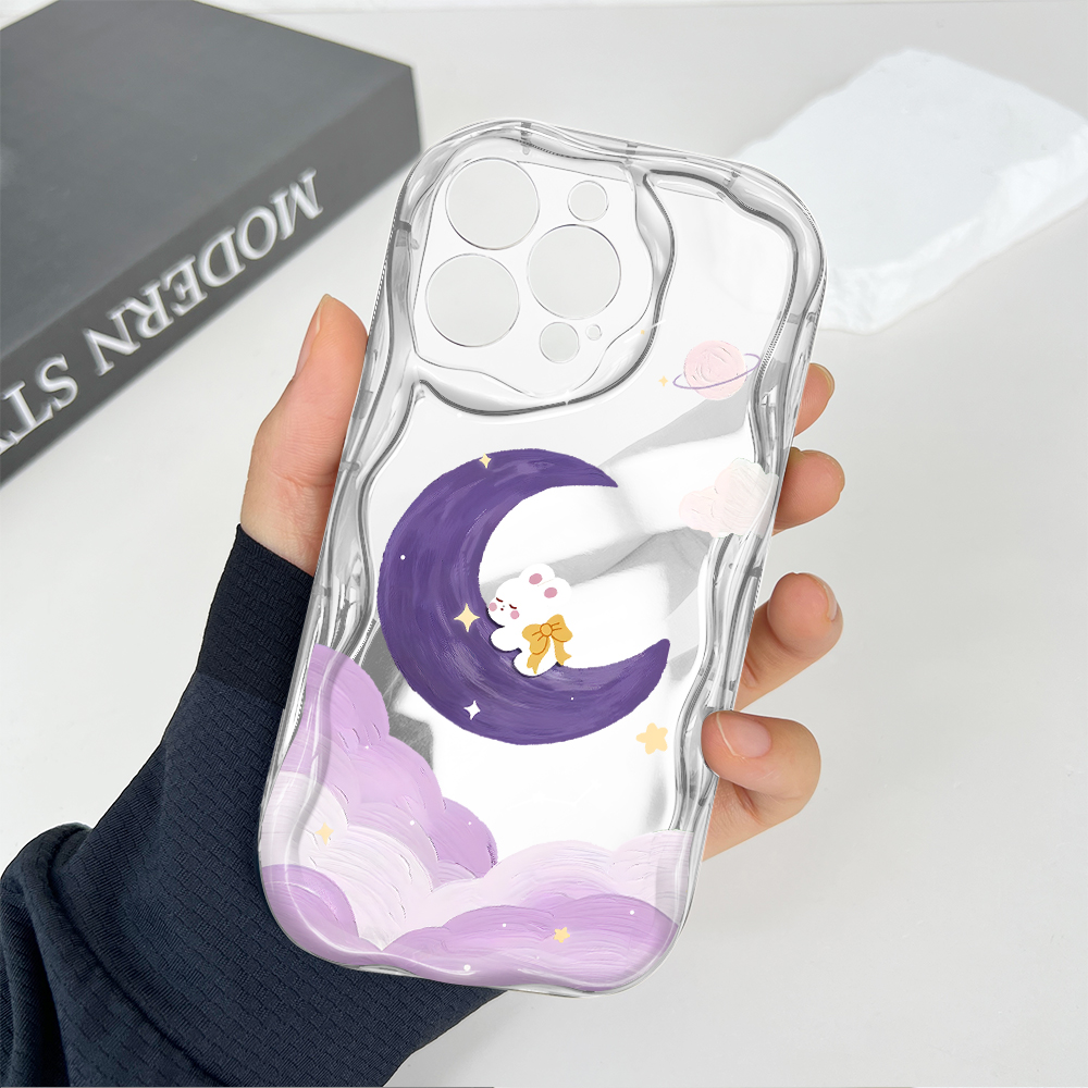 Hontinga for Samsung J7 Prime Back Cover Purple Moon Clouds Phone Case Texture Wavy Edge Soft Mobile Cover. 