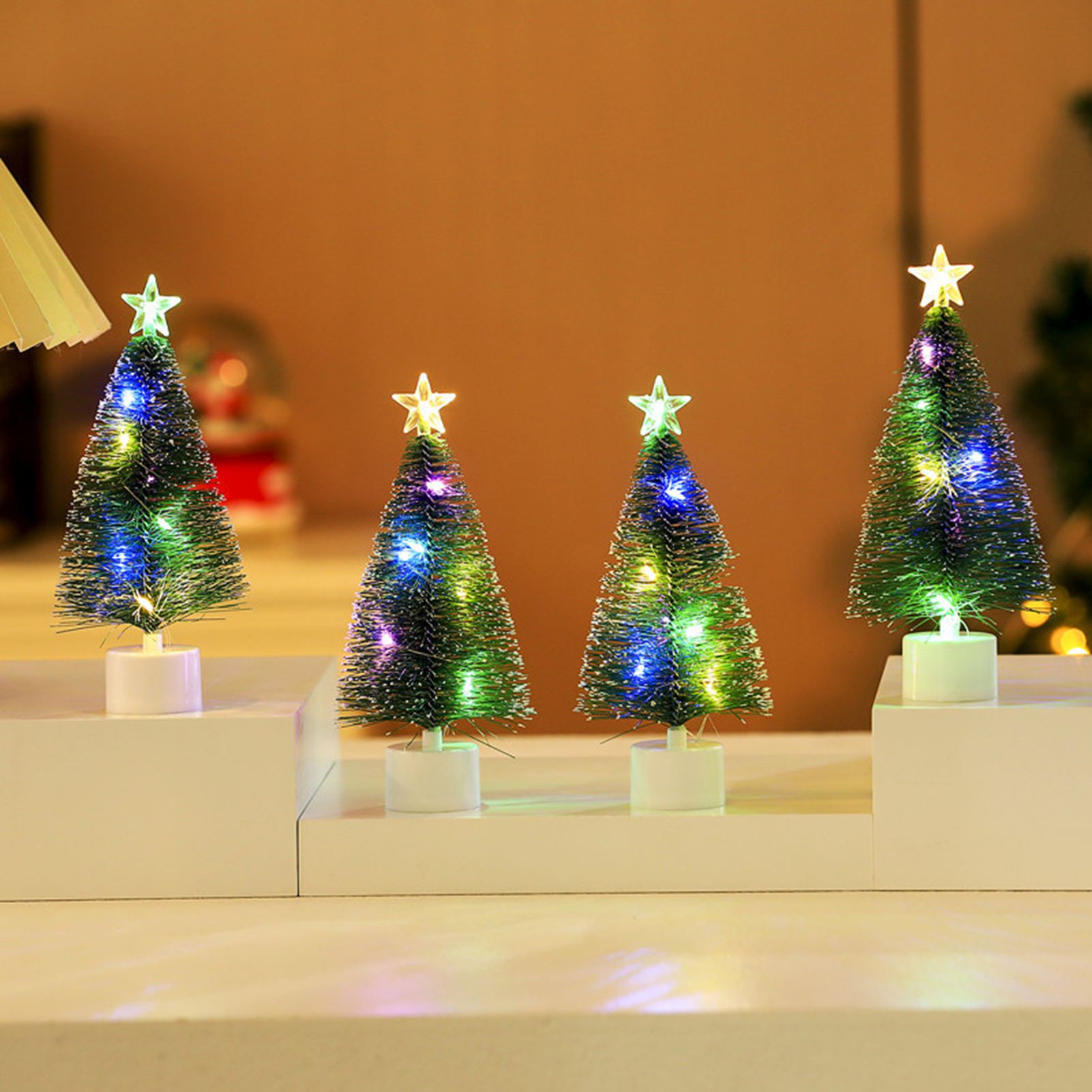 BlueX Mini Christmas Tree 3d Christmas Tree Mini Led Glowing Christmas Tree Colorful String Light Desktop Decoration for Winter Holiday Perfect New Year Gift