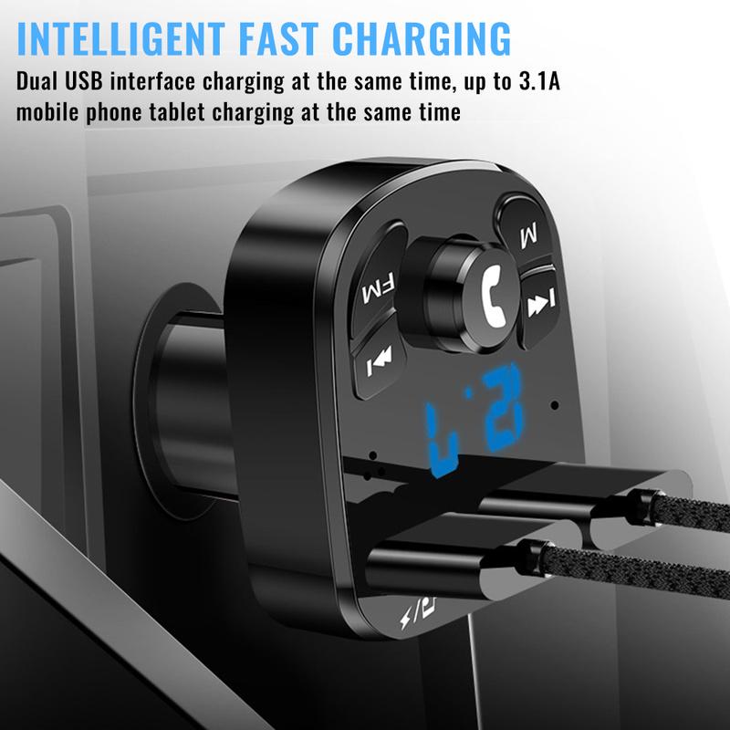Bluetooth version 5.0 FM Transmitter Car Player Kit Car Charger Quick Dual USB Bluetooth5.0 Transmitter
