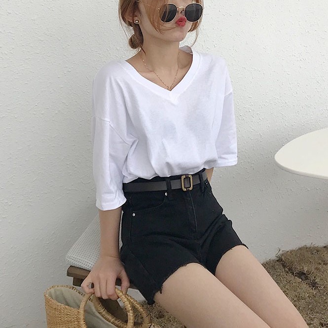 Áo thun nữ cổ tim Ulzzang Quảng Châu
