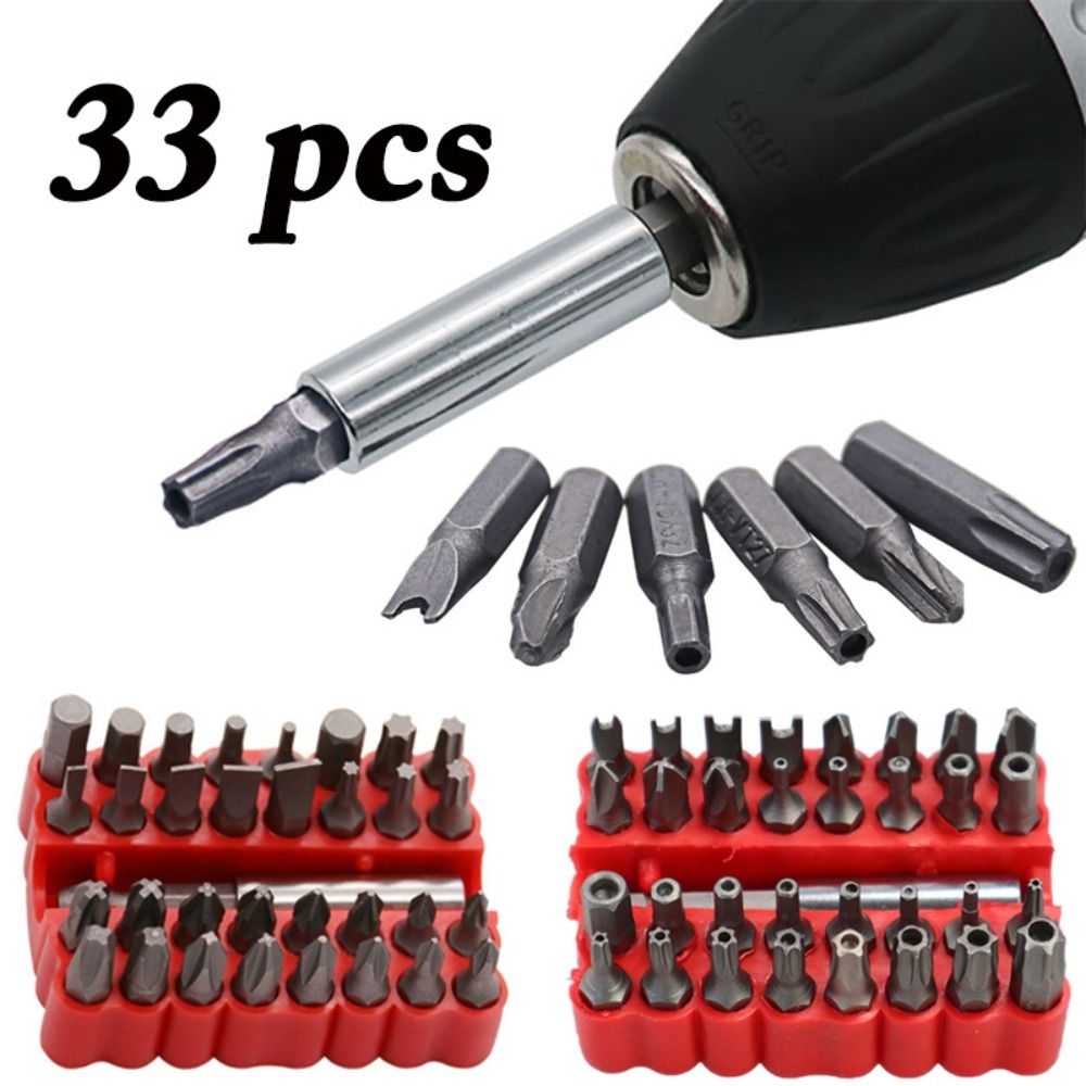 AGANESS 33Pcs Cross-Head Tamper Proof Woodworking Tools Extension Rod Security Screwdriver Bit Head Set Screwdriver Bits Set Spanner Bit Holder