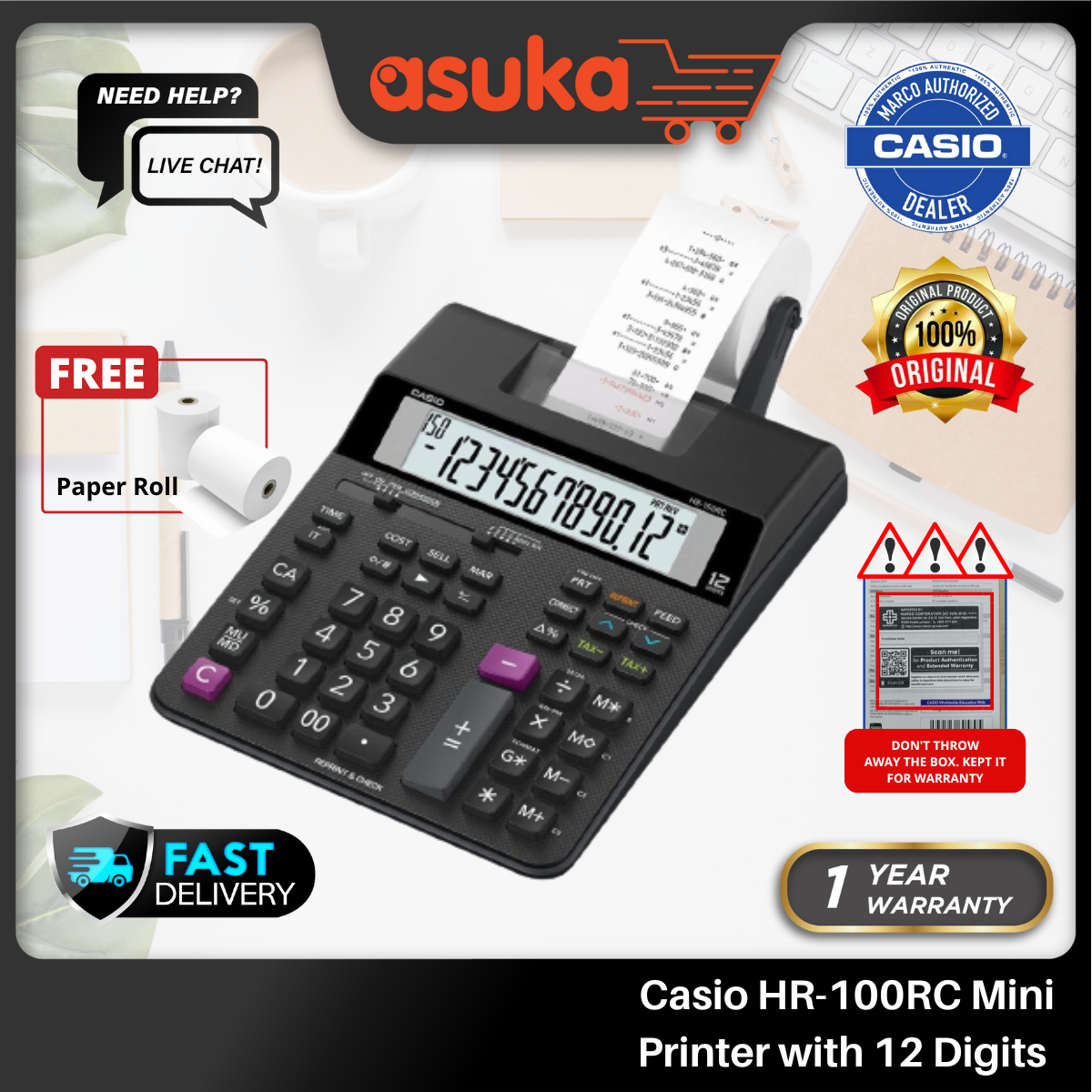 Casio Hr-170rc Parts Casio HR-170RC Printing Calculator Desktop