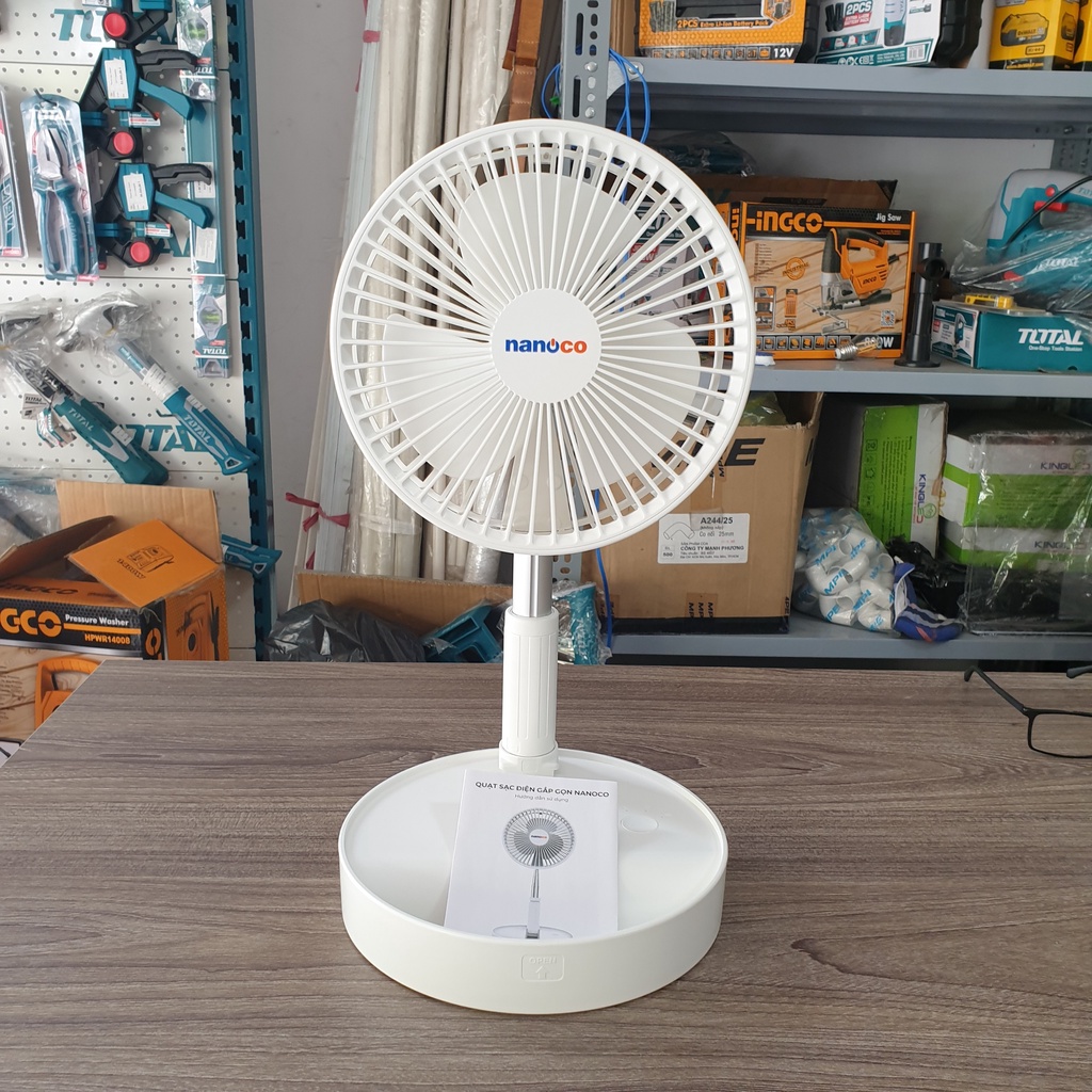 Quạt sạc điện Nanoco NFF1617W Trắng