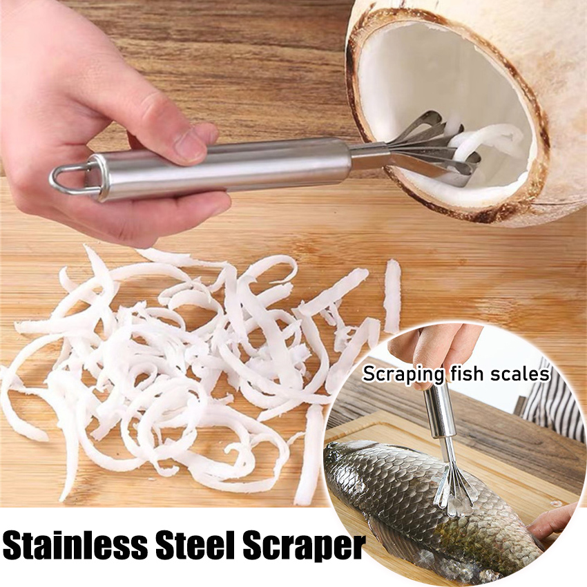 Kitchen Coconut Shaver Stainless Steel Kitchen Fruit Tool Fish Skin Scale Scraper PeFRFR 